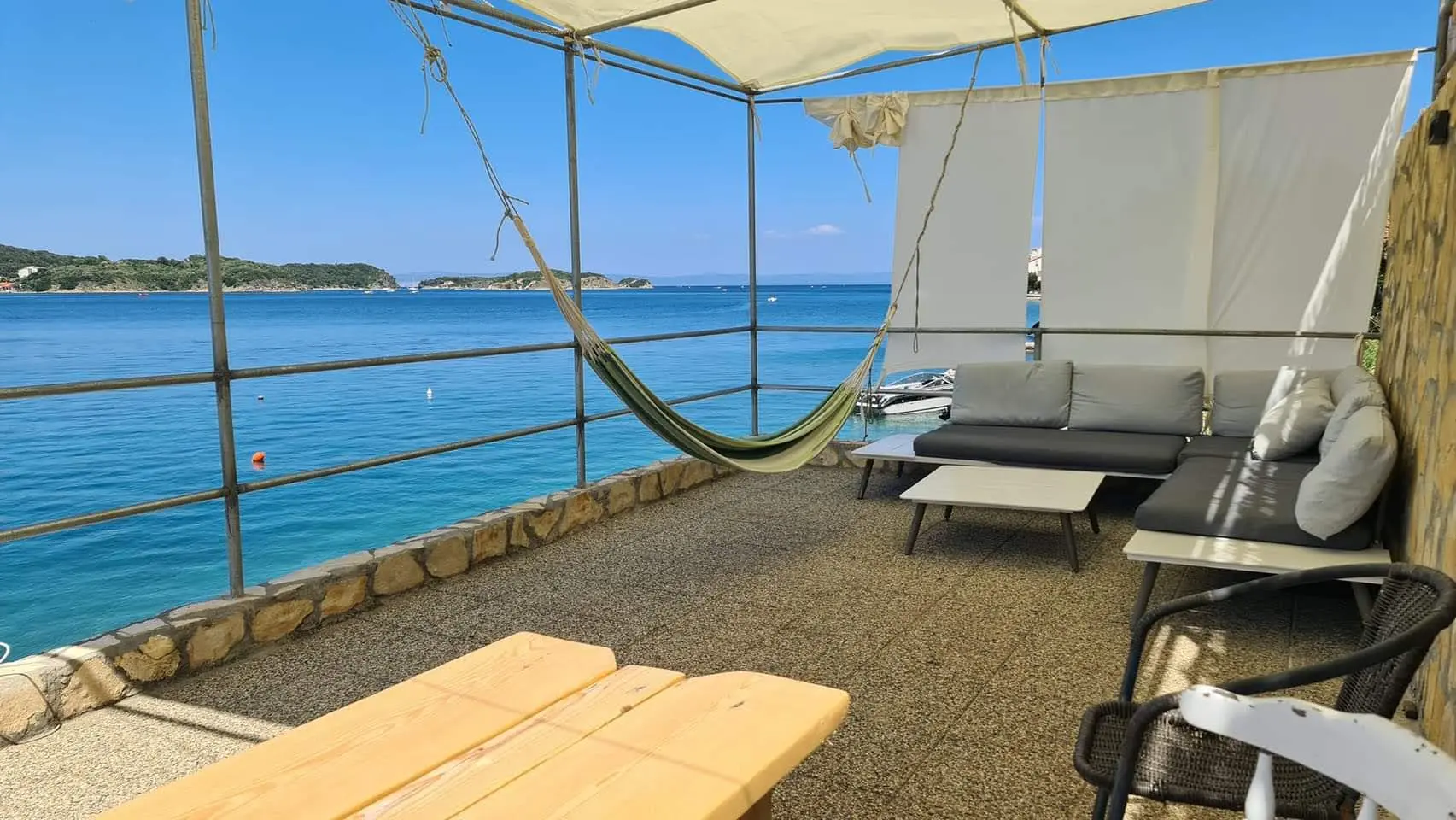 Seaside lounge and hammock at Villa Sylvie